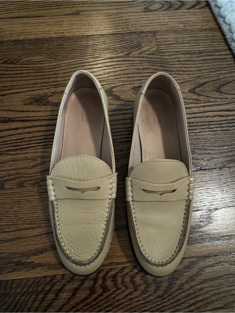 KOIO Women's Leather Penny Loafers in Beige